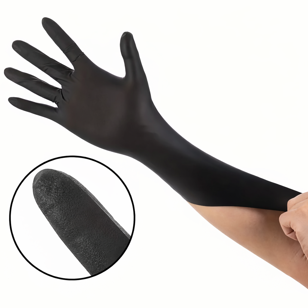 Rękawice ochronne nitrylowe czarne – do sprzątania, motoryzacji, prac domowych