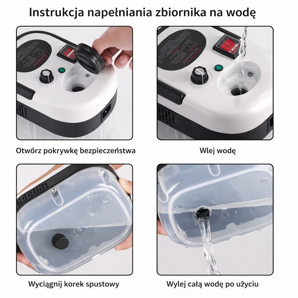 Parownica ręczna 2500W, wysokotemperaturowa, do klimatyzacji, okapów kuchennych, samochodów, czyszczenia podłóg i innych powierzchni.
