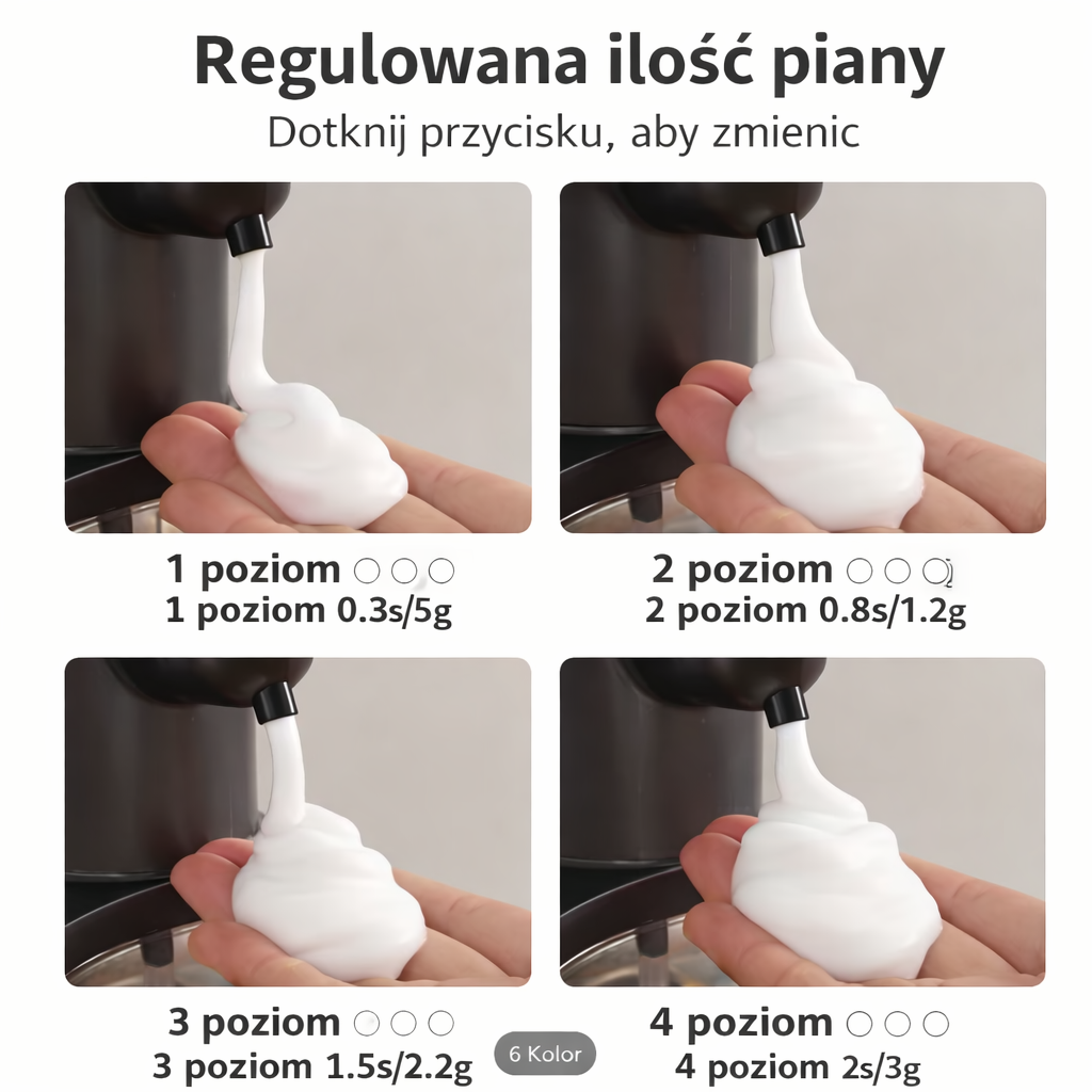 Bezdotykowy dozownik mydła w pianie – ładowanie USB-C