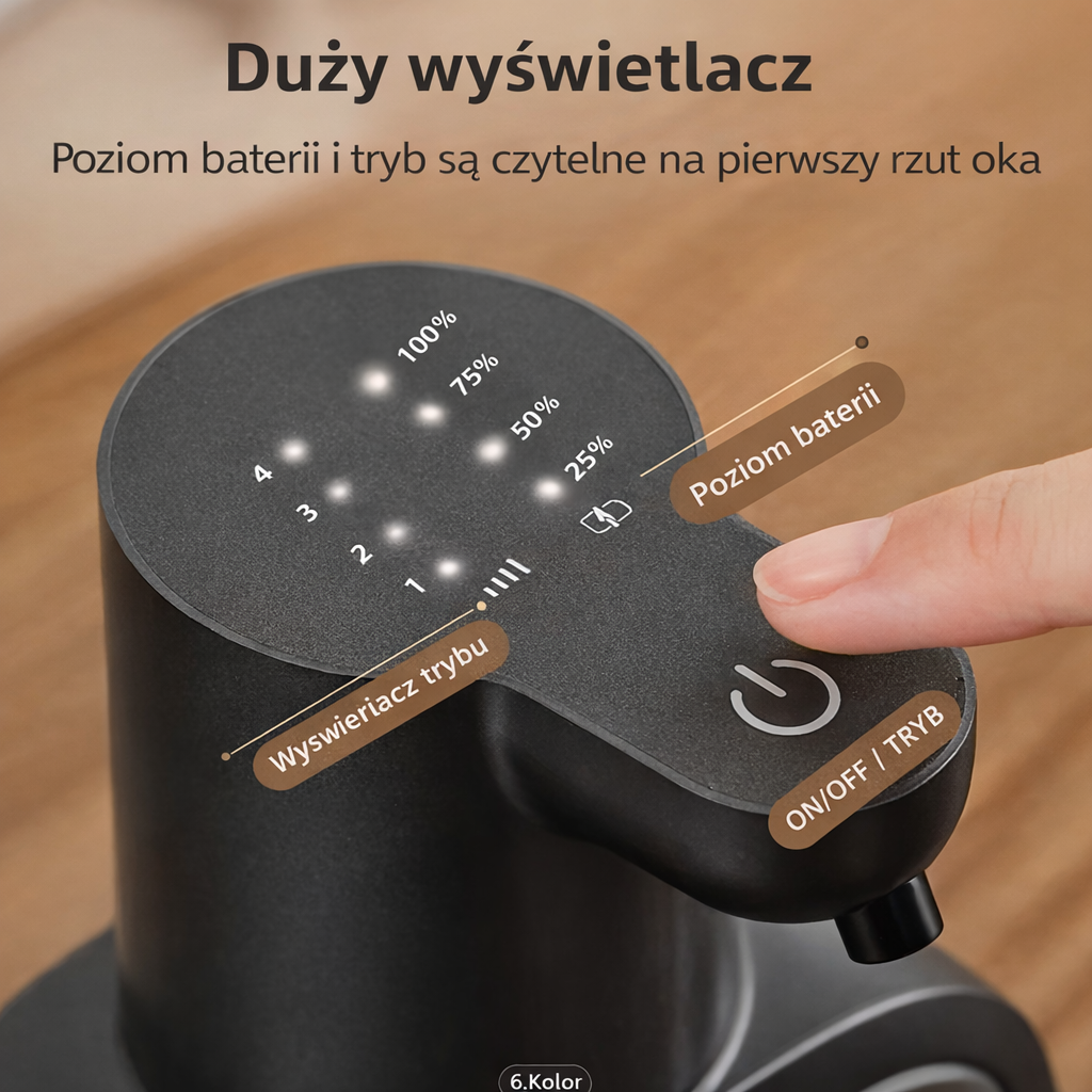 Bezdotykowy dozownik mydła w pianie – ładowanie USB-C